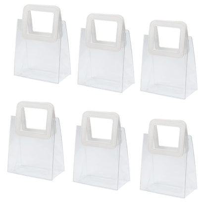 LONG XIN SERIES 6 Pcs Clear Gift Bag with Handle Transparent Plastic Heavy Duty Reusable Gift Wrap Bags for Bridal Party Wedding Favor Shopping Bag Bulk (7"x4" x8")