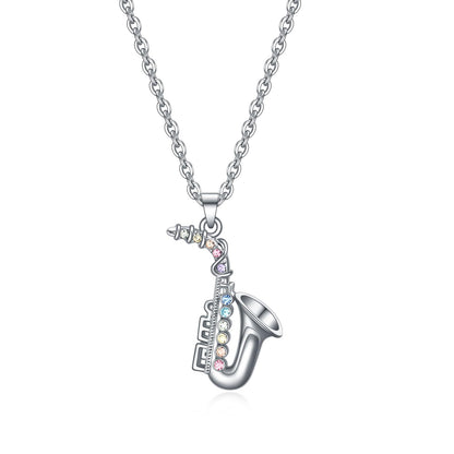 VEEHOO Violin/Guitar/Piano/Trumpet/Saxophone/Harp/Drum/Cello Necklace for Girls Women,Music Lover Jewelry Gifts for Women Girls
