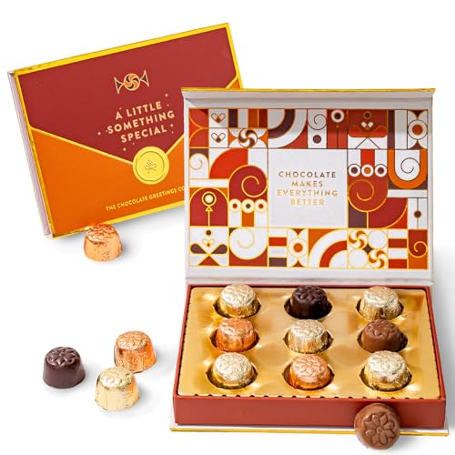 Chocolate Gift Card Box | Gourmet Chocolate Gift Basket Alternative | Edible Greeting Card Thinking of You Gift for Women, Men, Friends, Coworkers | Sweet Surprise Gift Idea| 9 Individually Wrapped Chocolates | Bonnie and Pop
