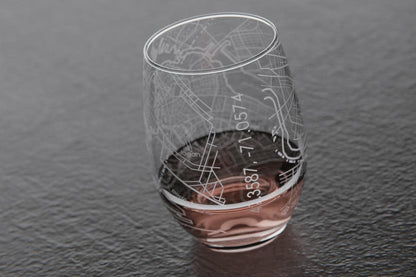 Well Told Engraved Boston Massachusetts Map Stemless Glass (15 oz, Clear) City Map Wine Glass, Custom Gift for Wine Lovers