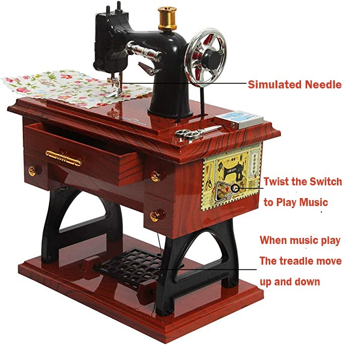 Sewing Machine Music Box Retro Classical Table Desk Decoration Gifts for Birhday Mothers Day