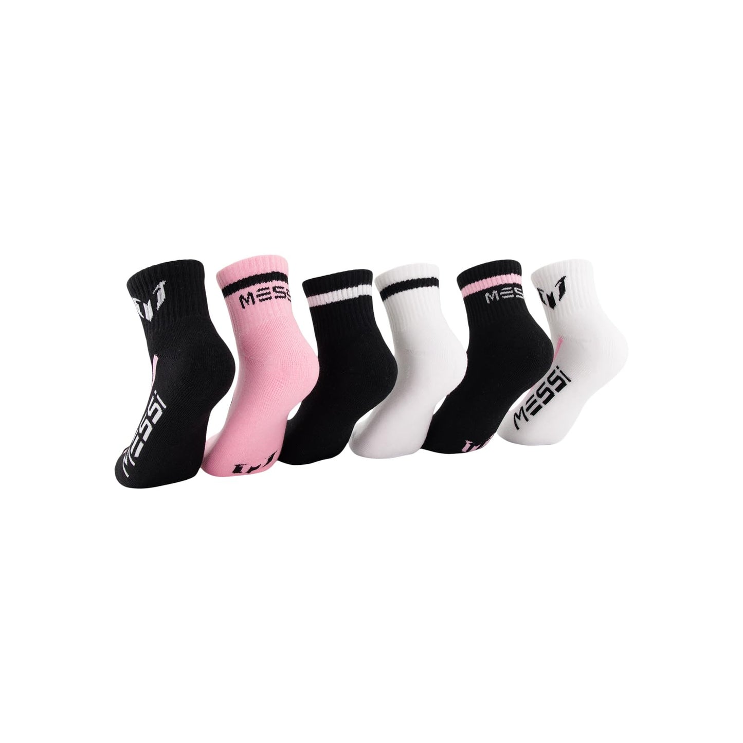 Messi Boys' Lifestyle Ankle Socks, 6-pack, Soft & Stretchy, Comfortable