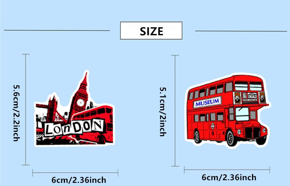 British London Style Stickers 50 Pcs Vinyl Decals for Water Bottles Kids Teens Adults Laptop Luggage Cup Computer Journal Wall Helmet Guitar Decoration Graffiti Sticker