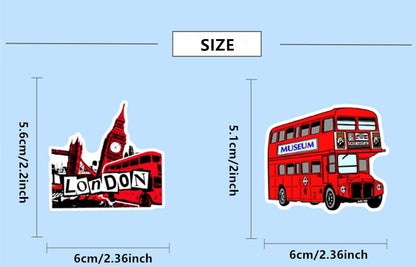 British London Style Stickers 50 Pcs Vinyl Decals for Water Bottles Kids Teens Adults Laptop Luggage Cup Computer Journal Wall Helmet Guitar Decoration Graffiti Sticker