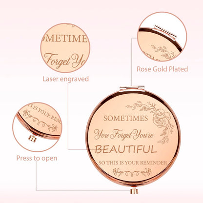 Gifts For Women,Inspirational Birthday Graduation Positive Motivational Retirement Travel Friendship Womens Day Thoughtful Unique Christmas Valentines Day Ideas Gifts Baskets for Women Compact Mirror