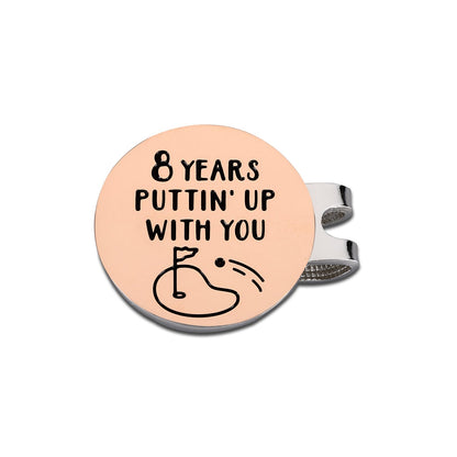 8 Year Anniversay Steel Gifts for Couple Golf Accessories for Men Bronze Anniversary Day Gifts for Wife Husband Valentines Gifts for Him White Elephant Gifts Christmas Golf Ball Marker Hat Clip