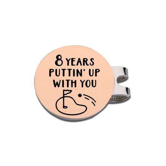 8 Year Anniversay Steel Gifts for Couple Golf Accessories for Men Bronze Anniversary Day Gifts for Wife Husband Valentines Gifts for Him White Elephant Gifts Christmas Golf Ball Marker Hat Clip