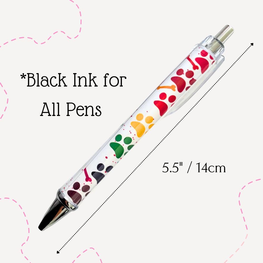 YJ PREMIUMS 8PC Dog Writing Pens Veterinary Ballpoint Ink Pen Set for Dogs Lovers Doggie People Kawaii Puppy Paw Print Vet Med School Supplies Students Stationary Animal for Men Women Themed Gifts