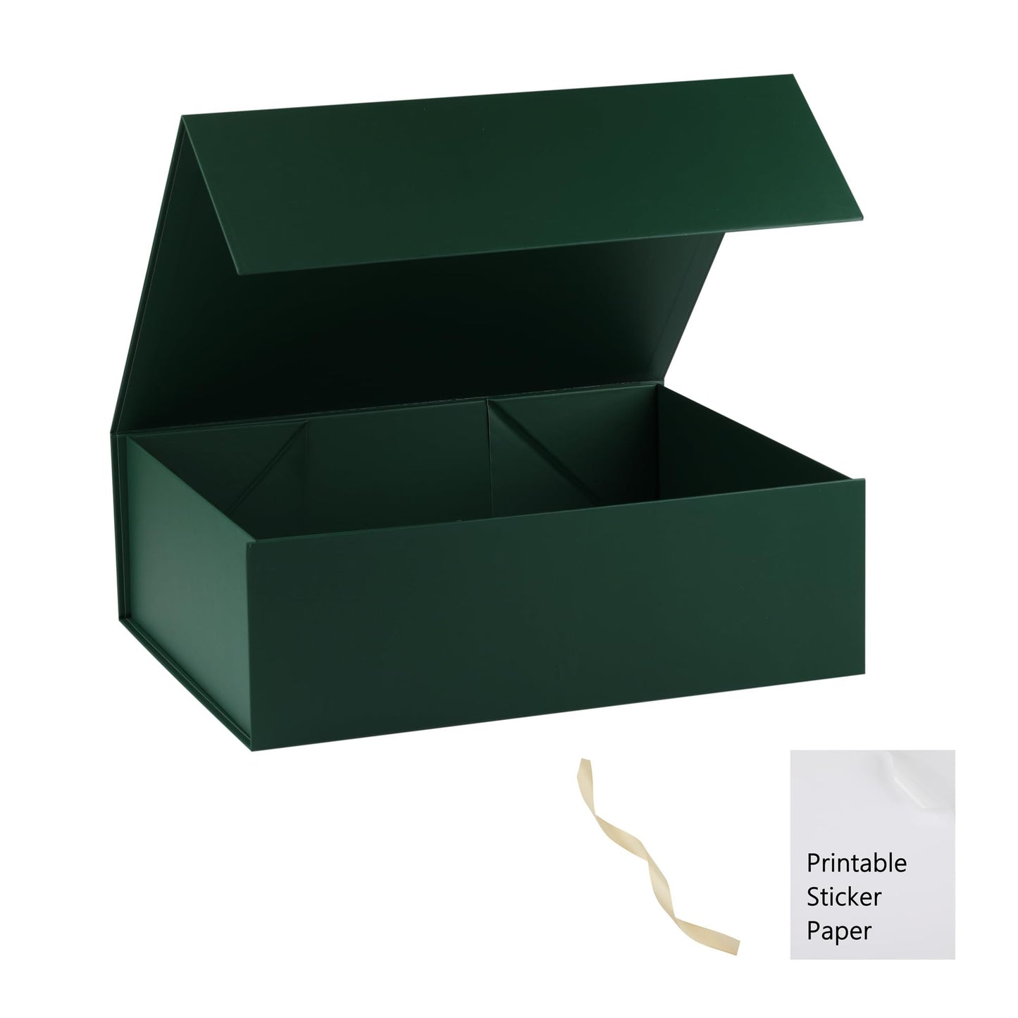 Green Gift Box,13x11x5.3 Large Gift Boxes With Lids For Presents Includes Ribbon And Diy Printable Sticker Paper,Bridesmaid Proposal Box,Magnetic Gift Box For Birthday,Wedding,Graduation
