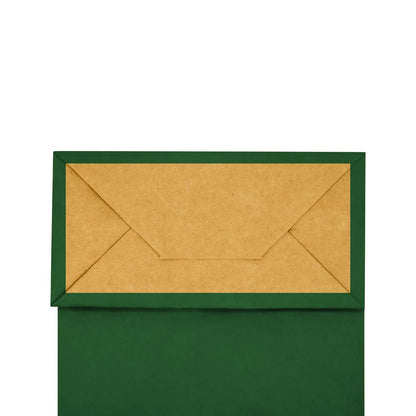bagmad 100 Pack 5.25x3.25x8 inch Small Green Kraft Paper Bags with Handles Bulk, Gift Bags, Craft Grocery Shopping Retail Party Favors Wedding Business Sacks (Dark Green, 100pcs)