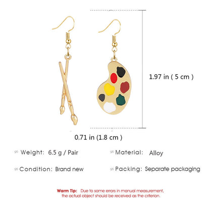 coadipress Artist Paint Palette and Paint Brush Earrings for Women Unique Colorful Enamel Painter Artist Dangle Drop Art Paint Pallet Pendant Earrings Jewelry Gifts