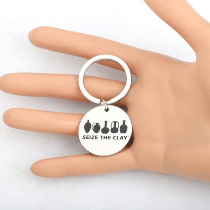 OKEYCH Ceramic Artist Gift Seize The Clay Keychain Pottery Lover Jewelry Pot Making Lover Gift Pottery Artist Gift
