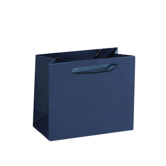 MULIANBOX Navy Blue Gift Bag 12 Pack, 8.7x3.9x7.1inch Gift Wrap Bags with Ribbon Handles, Reusable Heavy Duty Kraft Paper Bags Bulk for Shopping, Wedding, Party, Gift, Retail