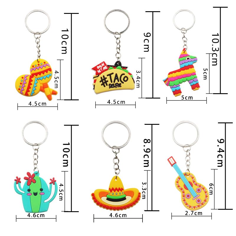 6 Pcs Mexican Keychain Cute Fiesta Party Cactus Keychain Cinco De Mayo Keychain