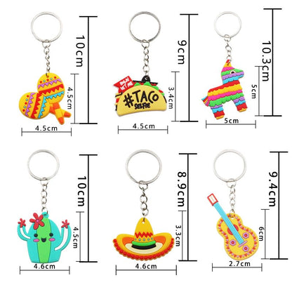 6 Pcs Mexican Keychain Cute Fiesta Party Cactus Keychain Cinco De Mayo Keychain