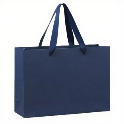 MULIANBOX Navy Blue Gift Bag 6 Pack, 15.9×5.9×12inch Extra Large Gift Wrap Bags with Ribbon Handles, Reusable Heavy Duty Kraft Paper Bags Bulk for Shopping, Wedding, Party, Gift, Retail