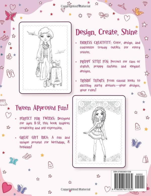 Tween Girls Trendy Stuff: Fashion Coloring Book For Girls Ages 8-12 (Gifts for tween girls)