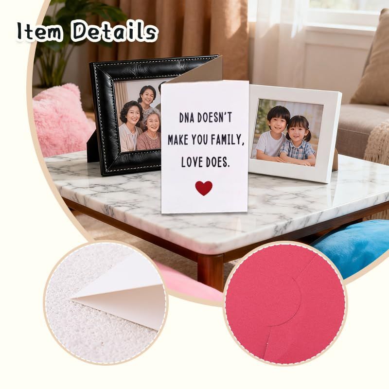 Happy Adoption Day Gift Card for Family Parents Thank You Appreciation Cards for Step Dad Mom Birthday Christmas Gifts for Bonus Dad Mom Friend Couple DNA Doesn't Make You Family Love Does Card