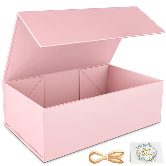 RYDDOY Pink Gift Box, 9.5x6x3'' Gift box for Presents with Lids Magnetic Closure Rectangle Collapsible for Bridesmaid Proposal Box, Wedding, Christmas, Halloween, Birthday Gift Packging