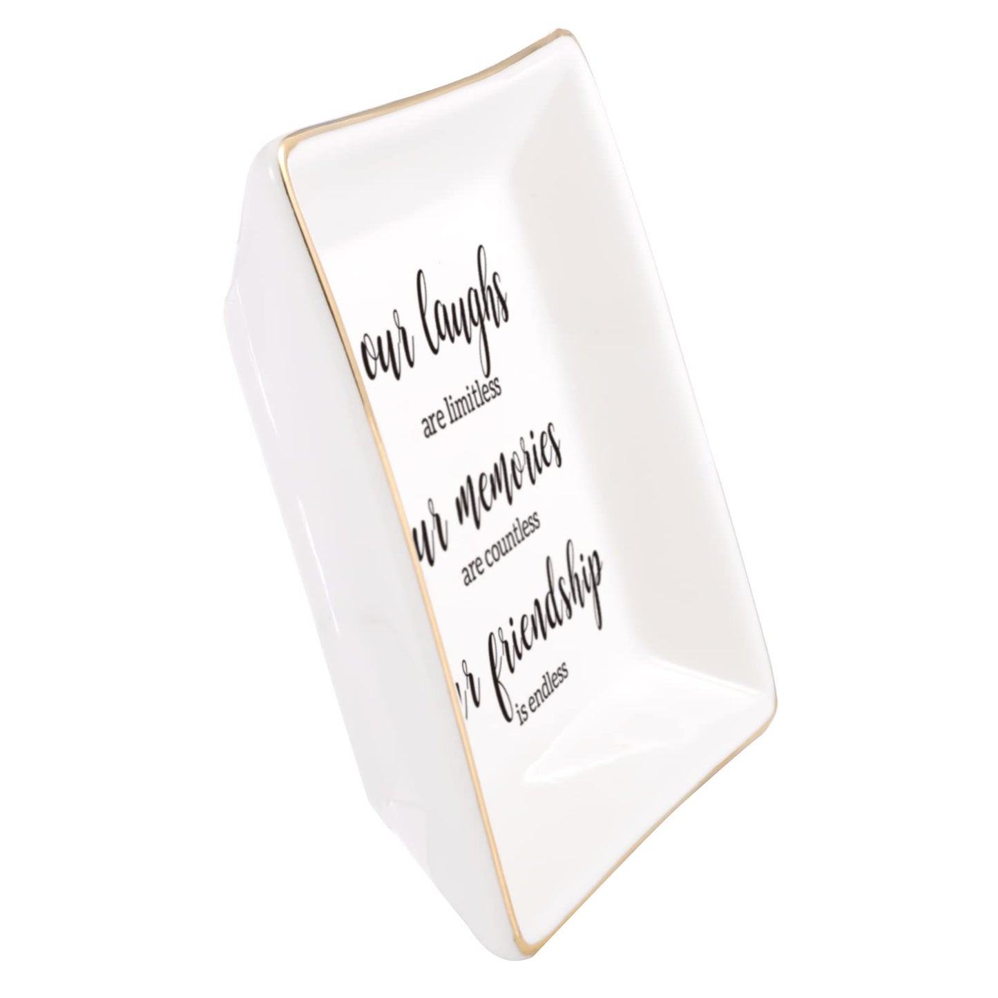 Endless Friendship Gifts Ceramic Ring Dish Jewelry Tray,Birthday Gifts For Best Friend-Our Laughs Are Limitless,Our Memories Are Countless,Our Friendship Is Endless