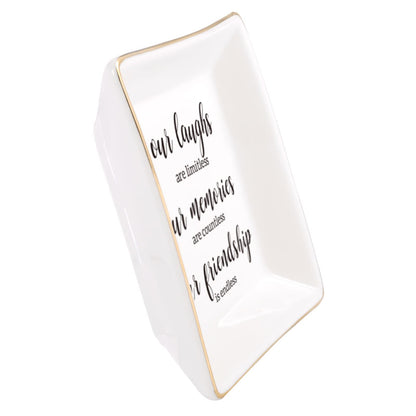 Endless Friendship Gifts Ceramic Ring Dish Jewelry Tray,Birthday Gifts For Best Friend-Our Laughs Are Limitless,Our Memories Are Countless,Our Friendship Is Endless