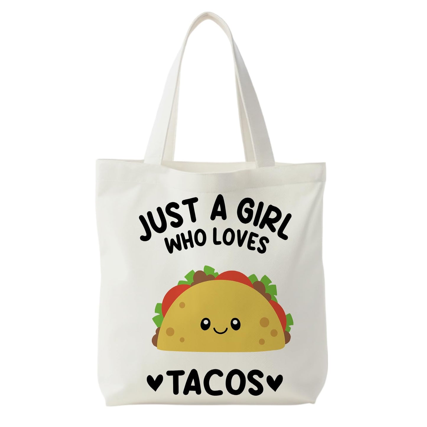 KEUSPI Mexican Taco Gifts Tote Bag for Women, Mexican Gifts Canvas Tote Bag, Gift for Taco Lovers, Just a Girl Who Loves Tacos Reusable Shopping Grocery Bags