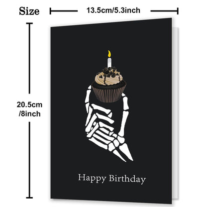 Ziwen Rude Birthday Cupcake Card, Funny Gothic Day Gifts for Her Him, Happy Birthday Card for Men Women, Bday Cupcake Skeleton Gothic Card, Dirty Black Skeleton Birthday Day Gifts for Husband Wife……