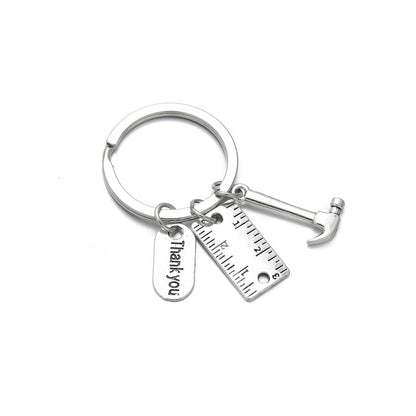 PHAETON 20PCS Toolbox Pendant Keychain Hammer & Ruler Charm Keychain with Thank You Tag for Dad, Father’s Day Birthday Gifts Builders, Construction Team, Handyman Appreciation Keyring