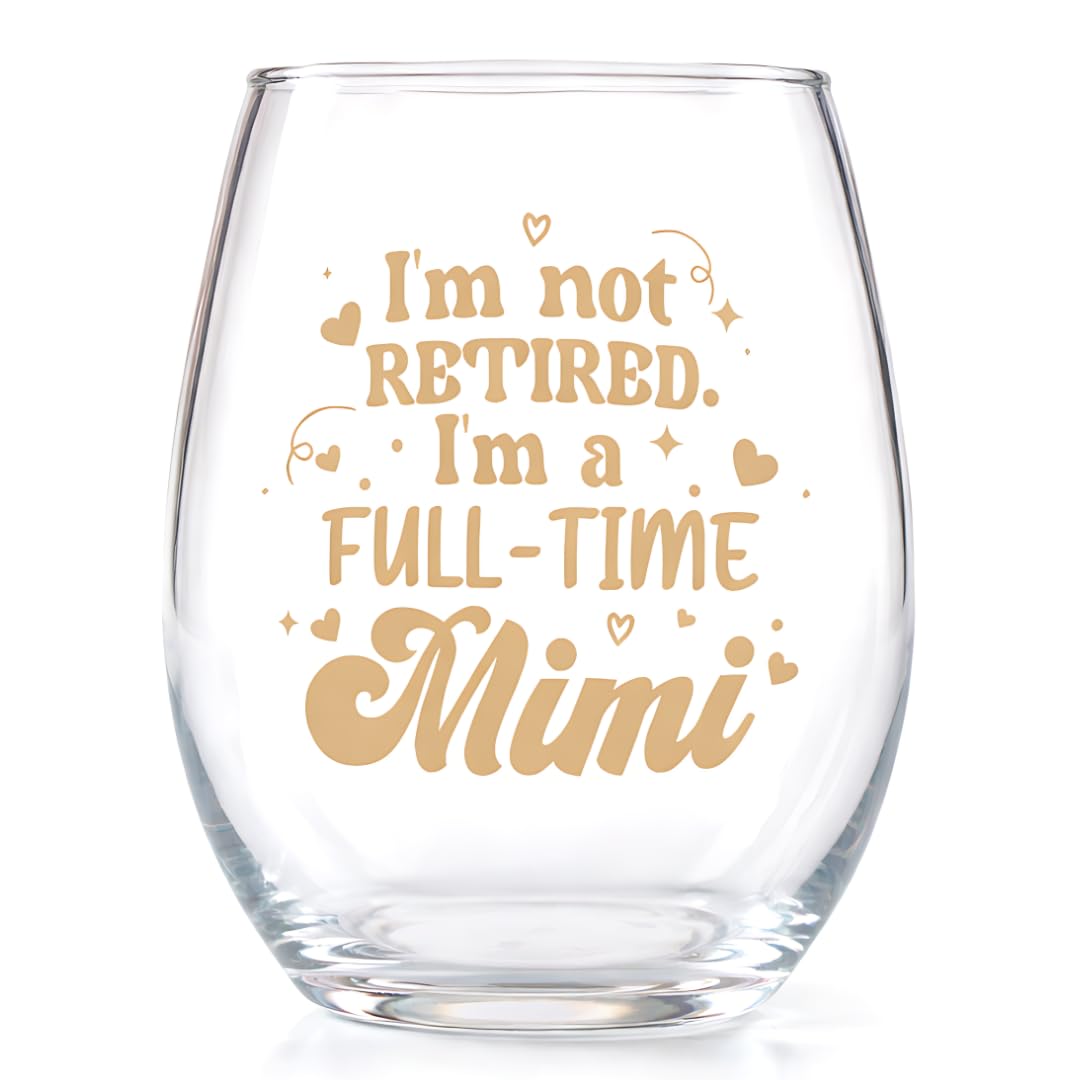 Mimi Mothers Day Gifts, Mothers Day Gift for Mimi, Funny Mimis Gifts, Wine Glass 12oz Gift for Grandma, Nana or First-Time Grandmas on Christmas Thanksgiving Birthday Retirement