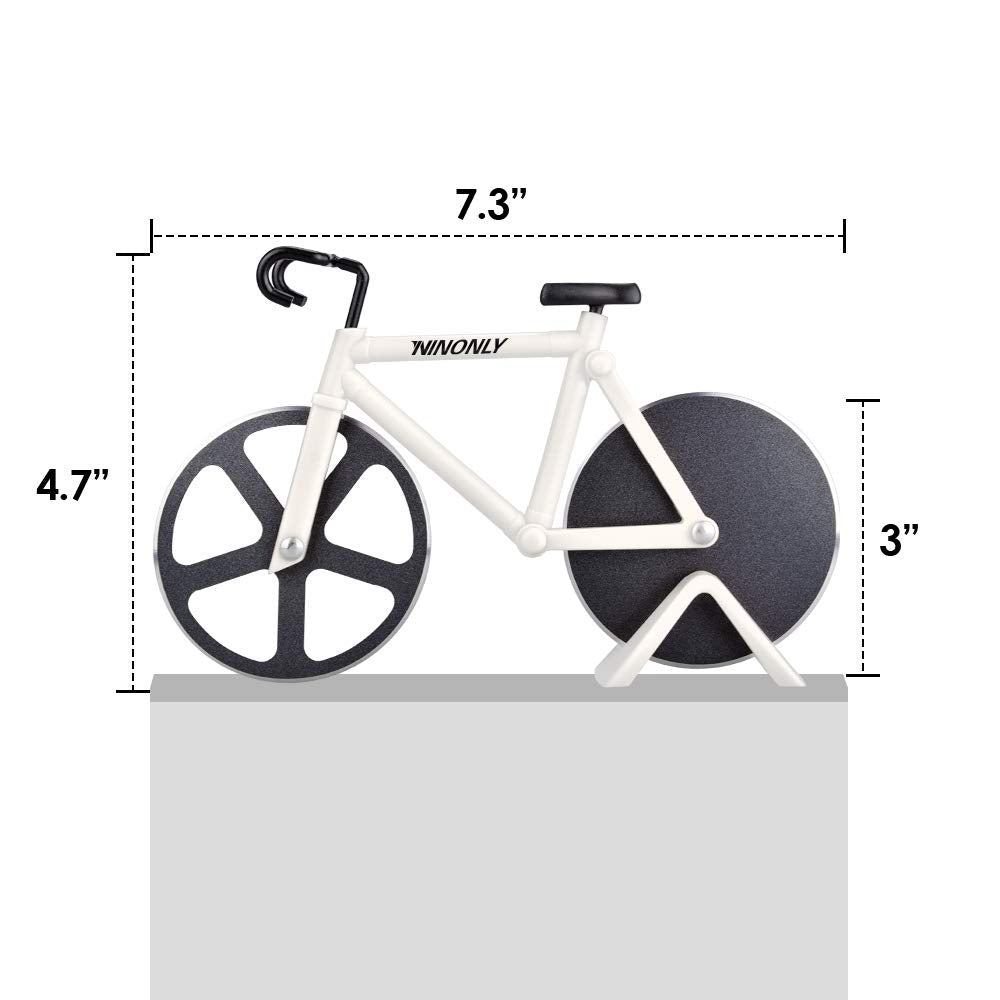Ninonly Bicycle Pizza Cutter Wheel,Non-stick Bike Pizza Slicer,Stainless Steel Cutting Wheels With a Stand for Pizza Lovers, Housewarming Gifts Cool Kitchen Gadget Cool Men's Gift