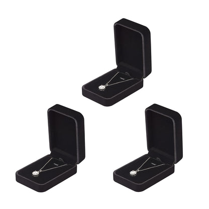 LETURE 3 Pieces Velvet Pendant Necklace Gift Boxes Set, Classic Jewelry Packaging Storage Case, Jewellry Display Box for Wedding, Engagement, Proposal, Birthday and Anniversary (Black)