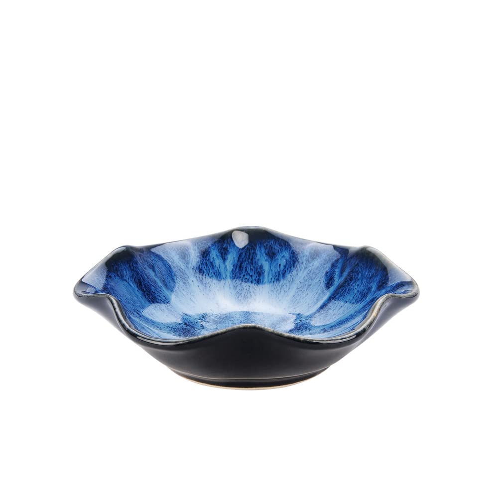 Lotus Leaf Shape Decorative Ring Tray, Small Key Bowl, Ceramic Trinket Tray Jewelry Dish Organizing Necklace Earrings, Home Decoration for Mom Best Friend Sister, Blue.