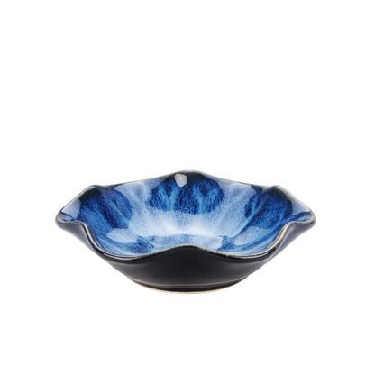 Lotus Leaf Shape Decorative Ring Tray, Small Key Bowl, Ceramic Trinket Tray Jewelry Dish Organizing Necklace Earrings, Home Decoration for Mom Best Friend Sister, Blue.