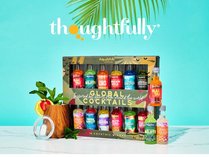 Thoughtfully Cocktails, Global Cocktail Mixer Set, Vegan and Vegetarian, Flavors Margarita, Moscow Mule and More, Set of 12 (Contains NO Alcohol)