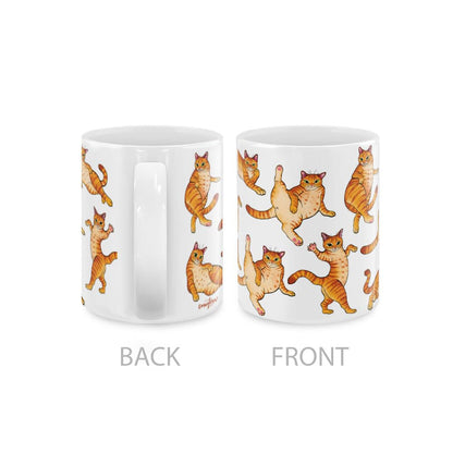 MUGBREW Orange Tabby Cat Funny Playful Postures Ceramic Coffee Mug Tea Cup, 11 OZ