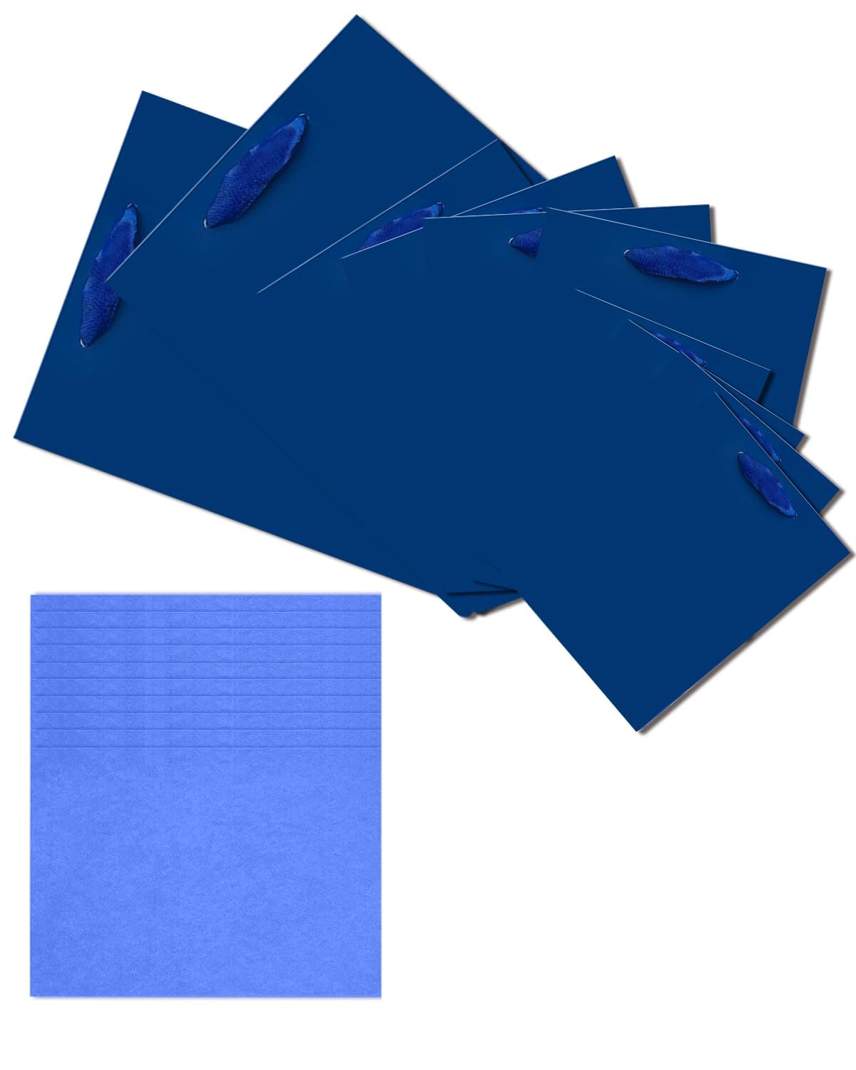 qiqee Navy Blue Gift Bags with Tissue Paper Mulit Assorted Sizes 10PCS Present Party Favor Birthday Bags(2pcs Large 13", 4pcs Medium 9", 4pcs Small 6" Bags)