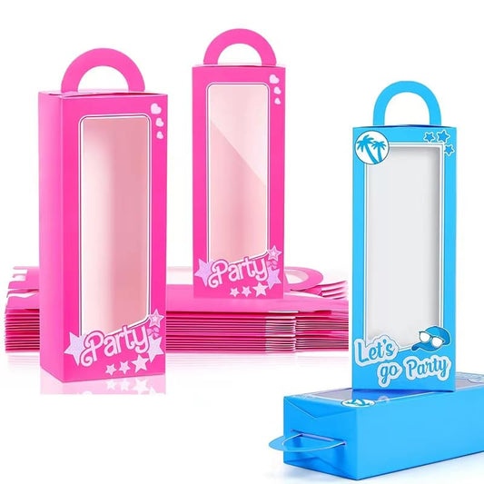 12PCS Pink+Blue Party Favor Boxes Blue Doll Gift Boxes Bachelorette Birthday Party Decoration Goodie Bag Candy Boxes for Girls and boys Birthday Party pink Birthday Bridal Shower Supplies