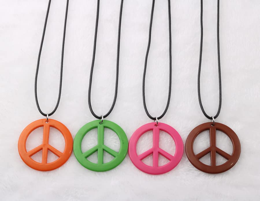 Caiyao Peace Sign Pendant Necklace & Earrings Jewelry Set - Love Peace Symbol Hippie Pendant for Women - Multicolor