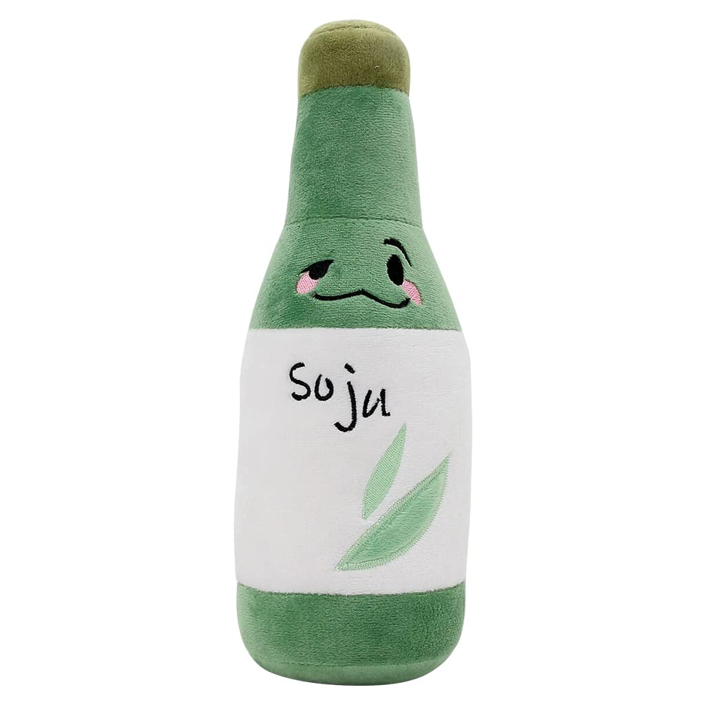 Korean Soju Bottle Plush Cute Stuffed Party Alcohol Beer Wine Lover Plushie Home Decor 10.2''
