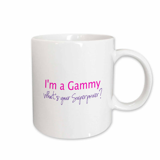 3dRose mug_193730_1 Im a Gammy Whats Your Superpower Hot Pink Funny Gift for Grandma Ceramic Mug, 11-Ounce
