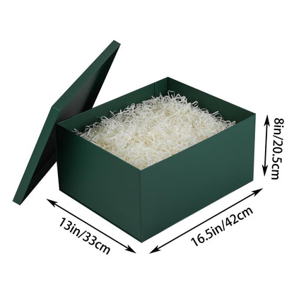 1Pcs Green Extra Large gift box with lids 16.5×13×8 Inches gift boxes for presents,Birthday Box (include Ribbon, Paper Shred Filler Gift Card & Envelopes)
