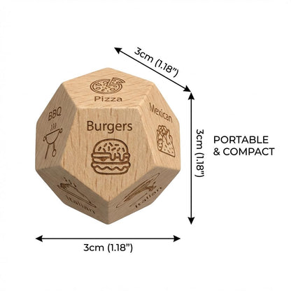 Funny Food Decision Dice – What’s for Dinner Dice, Wooden Dinner Decider for Couples, Date Night Food Dice Game, Unique Gift Idea