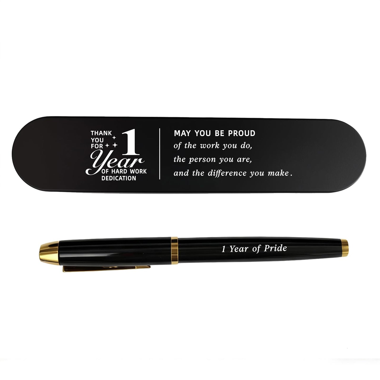 1 Year Work Anniversary Pen Gift- Engraved Gel Pen for Employee & Staff Appreciation Award, First Year Service Recognition