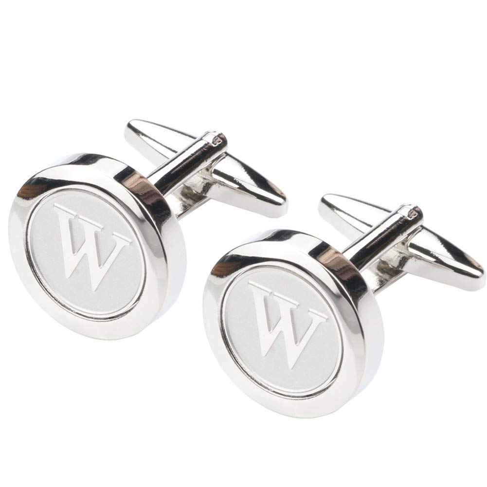 Mens Classic Stainless Steel Initial Cufflinks 26 Alphabet Initial Letter Cufflinks Business Wedding Shirts A-Z