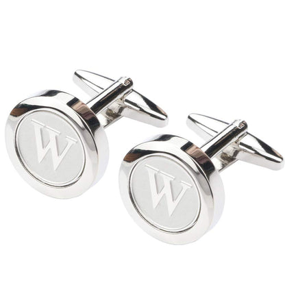 Mens Classic Stainless Steel Initial Cufflinks 26 Alphabet Initial Letter Cufflinks Business Wedding Shirts A-Z