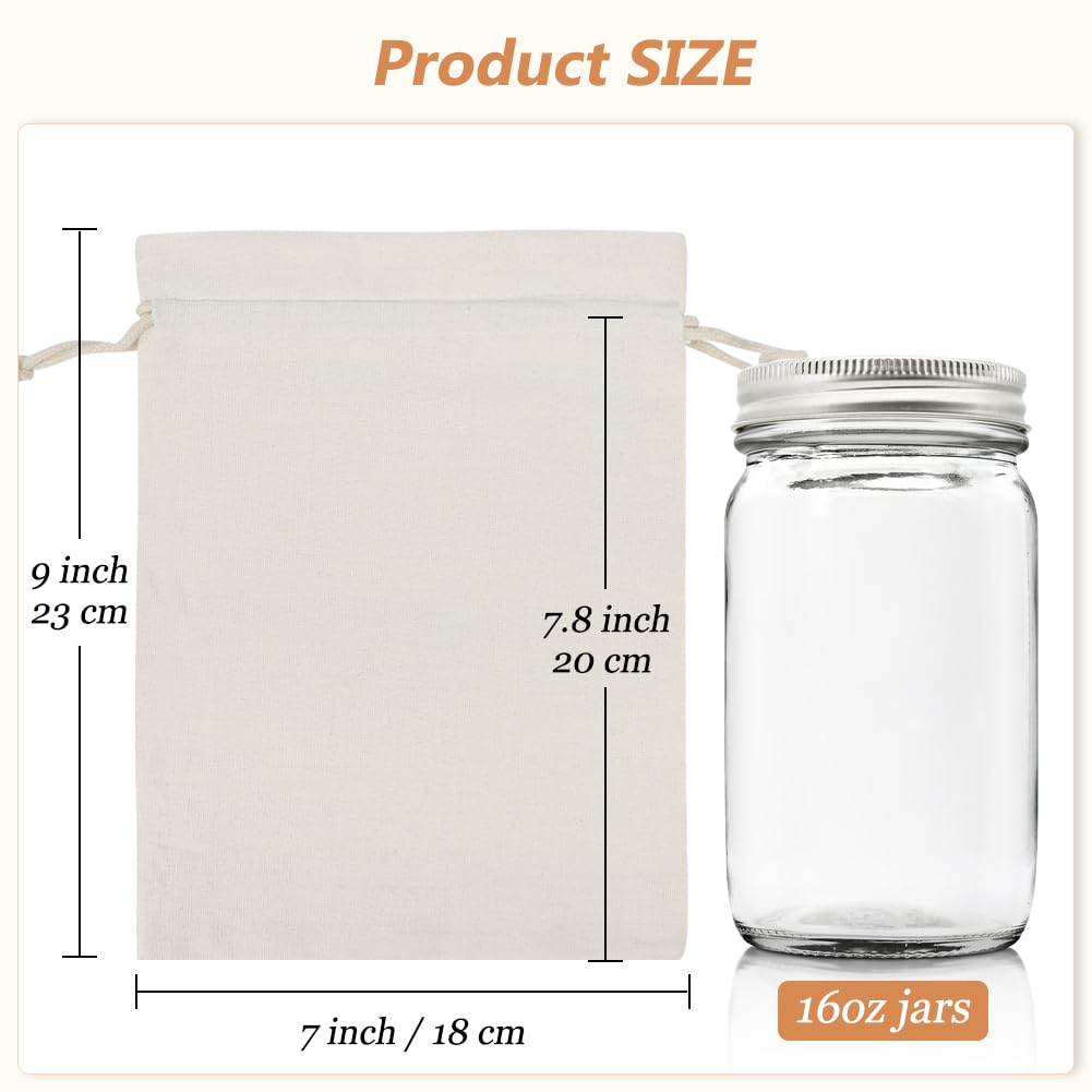 HRX Package 20pcs Cotton Canvas Bags 7x9 inches, Fabric Drawstring Gift Bags Pouches Sachet for Party Favors Craft DIY