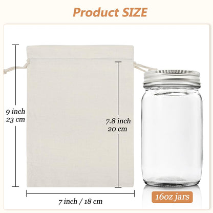 HRX Package 20pcs Cotton Canvas Bags 7x9 inches, Fabric Drawstring Gift Bags Pouches Sachet for Party Favors Craft DIY