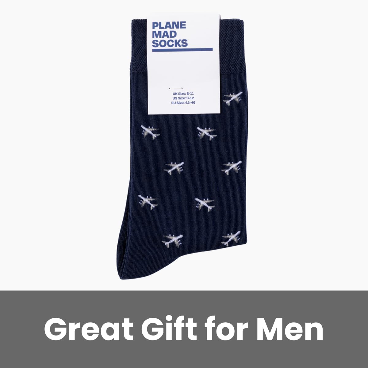Airplane Socks - Funny Plane Socks - Funny Aeroplane Gift for Men - 1 Pair, Size 9-12