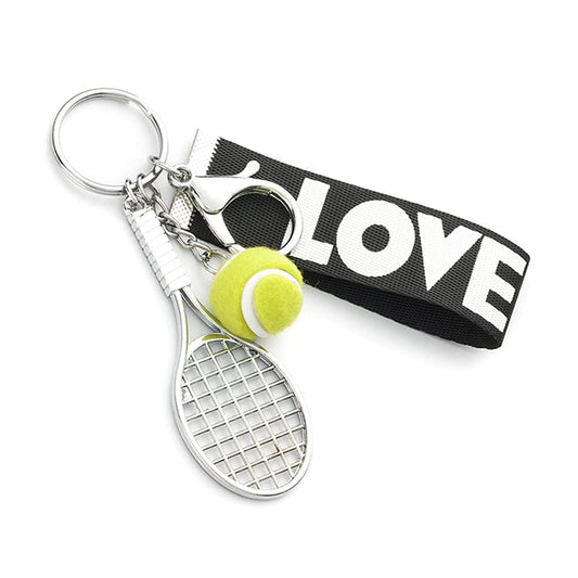 tenghong2021 Love Cute Football Tennis Baseball Key Chain Colorful Tennis Racket Key Rings Sports Gift for Women Men Girls