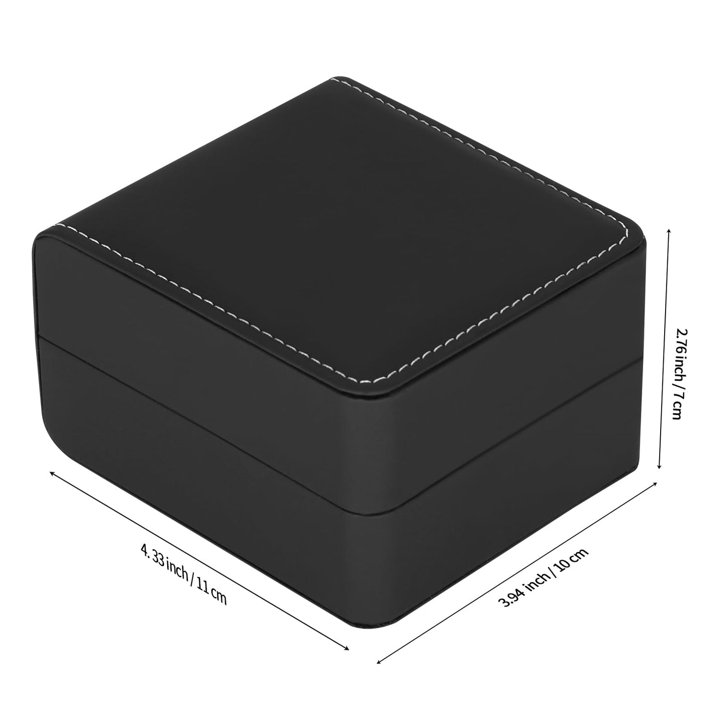 Single Watch Case, Travel Watch Gift Box with Removable Pillow, Luxury PU Leather Wristwatch Display Organizer Holder Boxes for Mem and Women (Black)